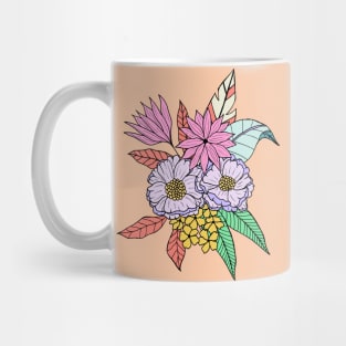 Colorful tropical flowers in coral pink Mug